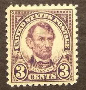 555,  3c Lincoln, violet, perf.11, Unwmk, 1923 - MH (4766)