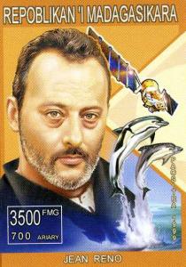 Malagasy 1999 JEAN RENO FRENCH ACTOR  Dolphins1 value Perforated Mint (NH)