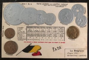 1913 Bruxelles Belgium Coins Postcard Cover Domestic Used