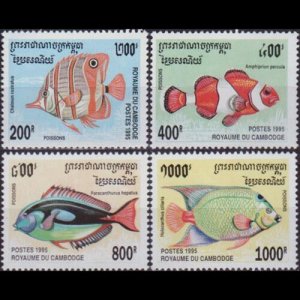 CAMBODIA 1995 - Scott# 1467-70 Fish 200-1000r NH