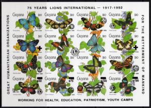 Guyana 1992 Sc#2604 Butterflies/Rotary/Lions/Scouts/Red Cross Shlt.IMPERF BLACK