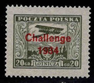 Poland Scott C11 MH* Challenge 1934 biplane Post stamp
