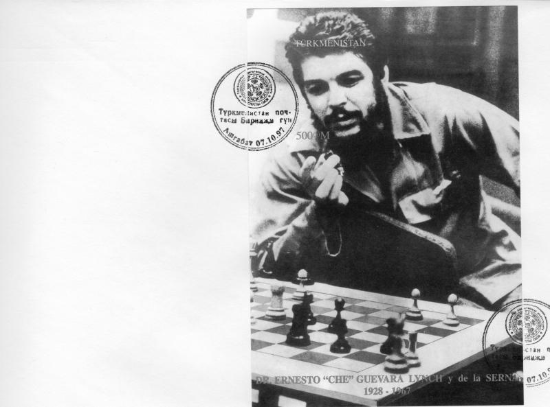 Turkmenistan 1997 Che Guevara play Chess SS(1) Imperf. YT Block 7 FDC