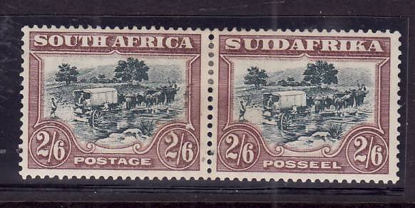 South Africa-Sc#44c-unused heavy hinge pair-2sh6p brn & sl grn -Trekking-1936-S/