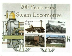 Guyana - 2005 - Steam Trains - Sheet Of 4 stamps - MNH