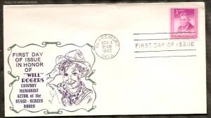 # 975 U/A SANDERS FDC  Will Rogers