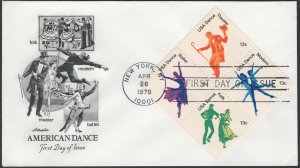 SC#1749-52 13¢ American Dance: Artmaster (1978) Unaddressed