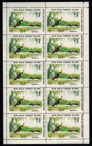 United States - 1976 Wild Turkey Stamp Mint never hinged.