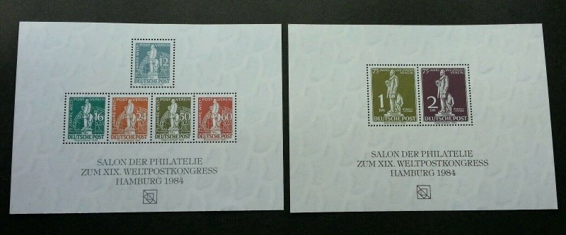 Germany 75th Anniv Philately Hamburg 1984 (souvenir sheet pair MNH *reproduction