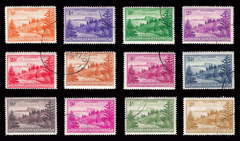 Norfolk Island 1947 CTO Sc 1-12 toned gum