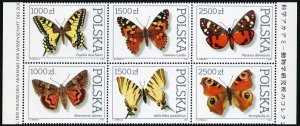 Poland 3050-3055a block,MNH.Michel 3343-3348. Butterflies 1991.