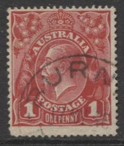 Australia - Scott 21 - KGV Head -1914 - Used - Wmk 9 - 1p Stamp