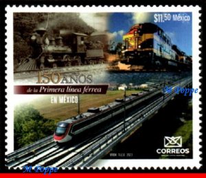 23-25 MEXICO 2023 - 1ST RAILWAY LINE IN MEXICO, 150 YEARS, TRAINS, MNH