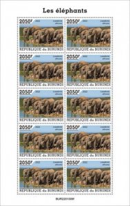 Burundi - 2022 African Bush Elephants - 10 Stamp Sheet - BUR2201009f