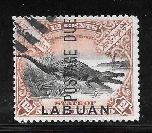 Labuan J7: 12c Saltwater Crocodile (Crocodylus porosus), used, F-VF