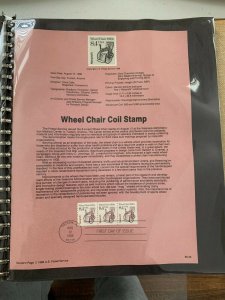 USPS Souvenir Page Scott 1988 wheel chair coil stamps