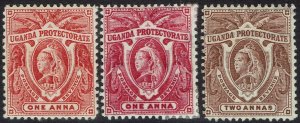 UGANDA 1898 QV ELEPHANTS 1A BOTH SHADES AND 2A