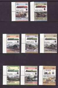 St. Lucia-Sc#617-24-Unused NH set-Trains-Locomotives-1983-