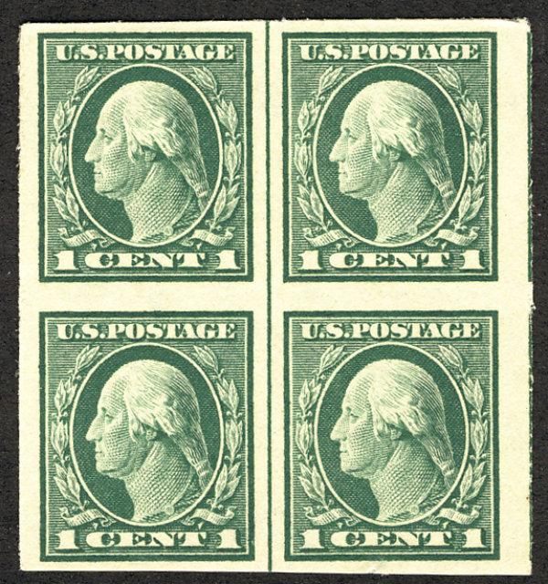 US #408 VF/XF Block with line, mint never hinged, VERY NICE and FRESH!