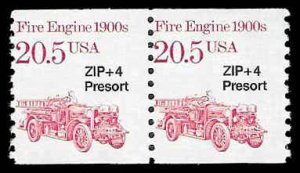 PCBstamps  US #2264 Coil Pair 20.5c Fire Engine, Zip+4 Presort, MNH, (10)