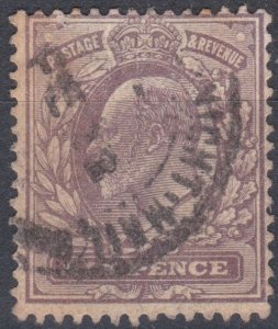 GB 1902 Sg245 6d Dull Purple Continental Night Mail Cancel