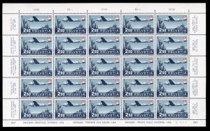 Switzerland #C42 Cat$350, 1947 Geneva-New York Flight, sheet of 12, never hin...