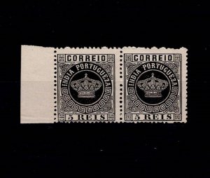 Portuguese INDIA 1877 MH-NG COROA Crown 5 Reis PAIR Perf 13,5 Sc#56a Mf#48