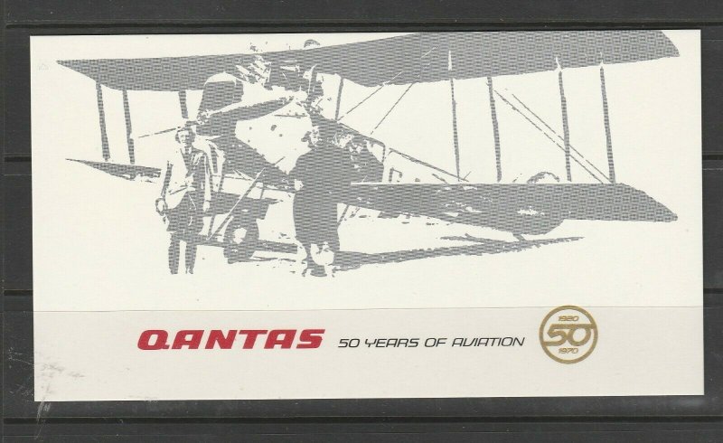 Australia 1970 Qantas cover, 50th anniv Flight, Sydney/London, with Extra card