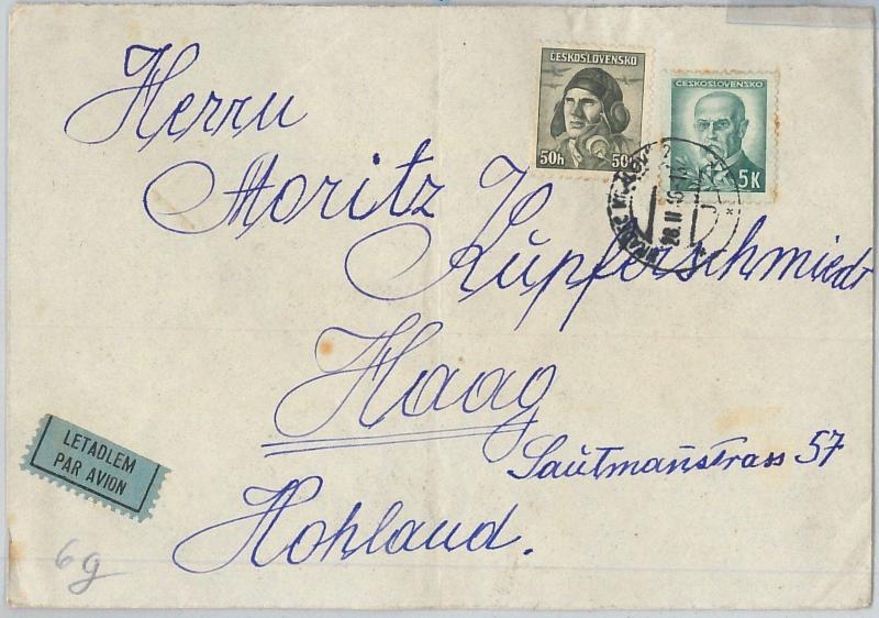 62477 -  Czechoslovakia - POSTAL HISTORY -  AIRMAIL COVER to HOLLAND 1946 