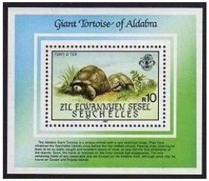 Zil Elwannyen Sesel 110, MNH. Michel 1008 ,Bl.4. WWF-1985. Giant tortoise.