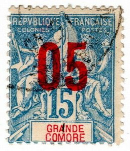 (I.B) France Colonial Postal : Grande Comore 5c on 15c OP