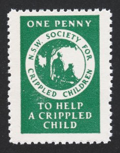 REKLAMEMARKE POSTER STAMP ONE PENNY NSW SOCIETY FOR CRIPPLED CHILDREN 1940