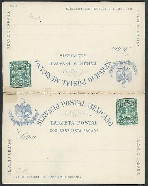 MEXICO Early postcard - unused - with reply card attached..................66163