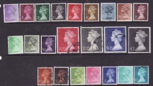 Great Britain-old Sc#622-38- id9-twenty-three used QEII Machins-
