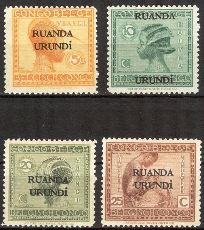 Ruanda Urundi 1924/29 4 st. overprint on Belgian Congo MH (Mint Hinged)