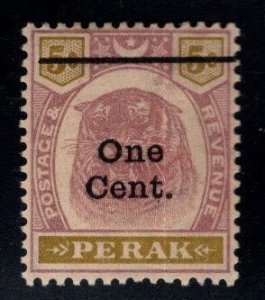 MALAYA Perak Scott 64 MH* 1900 surcharged Tiger  stamp