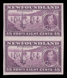 Newfoundland 1937 KGVI Coronation 48c IMPERF PLATE PROOF PAIR vfm. SG 267 var.