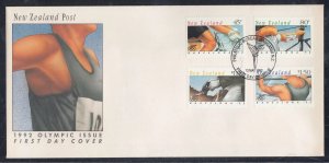 New Zealand Scott 1100-3 FDC - 1992 Summer Olympic