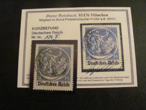 Germany 1920 USED KURZBEFUND WEINBUCH MI. 134ll SC 271 BAVARIA. XF 100 EUR (118)