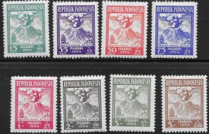 Indonesia B-69-76   1954  set 8  FVF Mint hinged