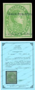 VENEZUELA 1871 ESCUELAS - Boliva  50r grn - 1st print - Scott 36 mint MH XF RARE