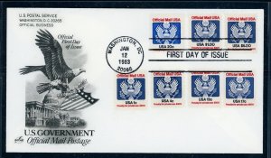 US Stamp #0127-0133 & 0135 Official Gov. Post - FDC - Washington DC - 1/12/1983