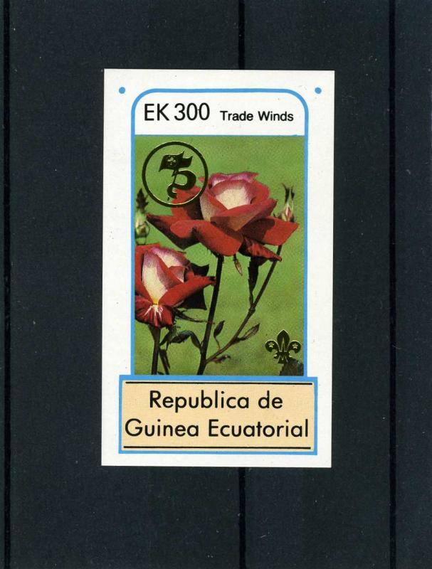 Equatorial Guinea 1982 Roses Gold Ovpt.Scouts s/s Imperforated Mint (NH)