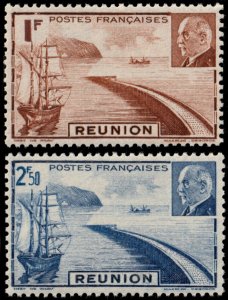 ✔️ VICHY FRANCE REUNION 1941 - PETAIN & BAY SHIP BOAT - Sc. 176/177 MNH [03P18]