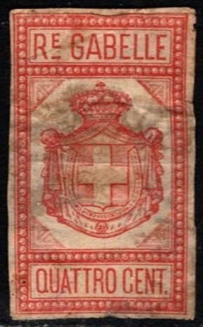 1895-7 Italy Revenue 4 Centesimo Fiammiferi Gabelle (Tax on Matches) Used