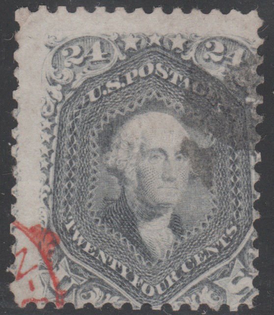 #70B 24¢ STEEL BLUE SHADE RED CANCEL CV $940