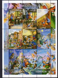 Somalia 2001 Pinocchio/Disney/Xmas Sheetlet (9) Perforated MNH VF