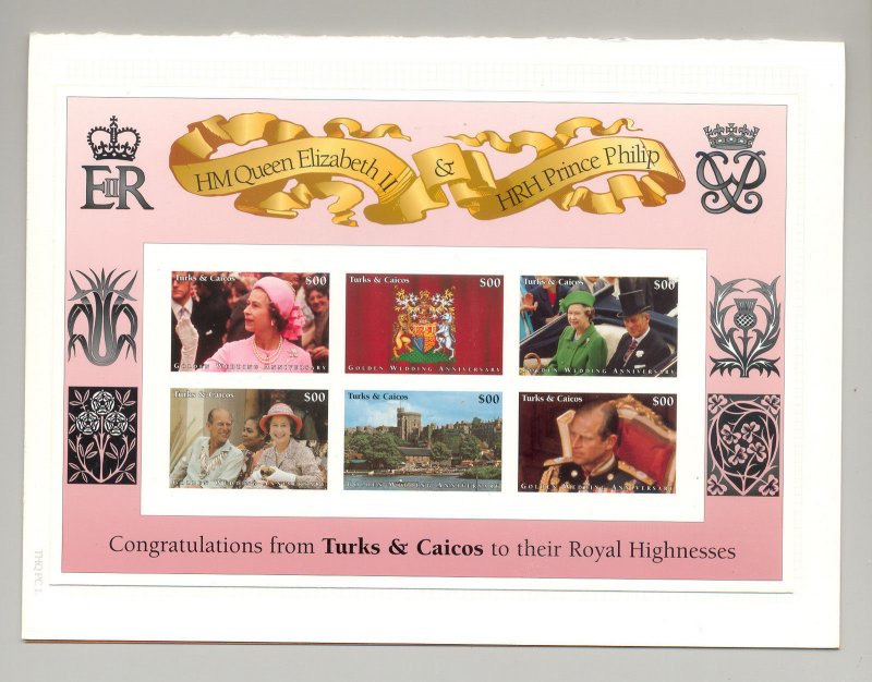 Turks & Caicos 1997 Queen Elizabeth M/S of 6 & 1v S/S Chromalin Proofs in Folder