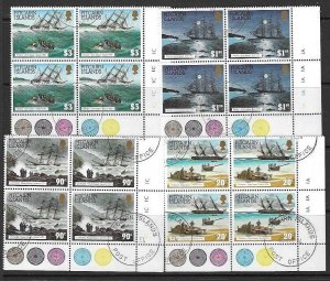 PITCAIRN ISLANDS SG450/3 1994 SHIPWRECKS IN BLOCKS OF 4  FINE USED