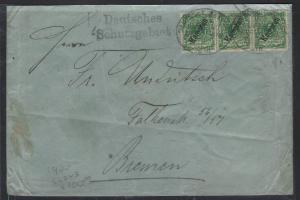 GERMAN CAMEROUN (P1809B)1900 LETTER 5PF STRIP OF 3  DEUTSCHE SCHUTZGEBIET TO GER